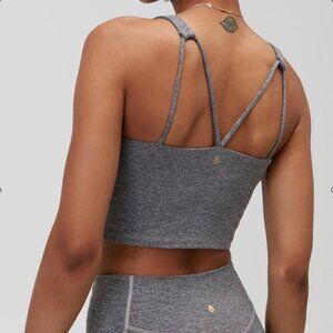 SPIRITUAL GANGSTER Exhale Tech Longline Bra Crop Top Heather Grey Small